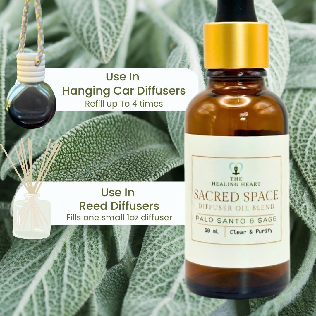 Sacred Space 30mL Diffuser Oil - Palo Santo and Sage + Hanging Diffuser